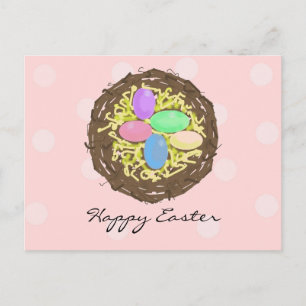 Postal Festiva Nido de Pascua con Huevos