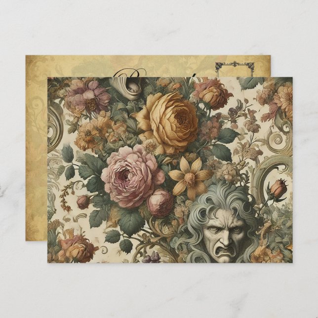 Postal Festiva Niebla del cerebro - Floral gótica (Anverso / Reverso)