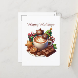 Postal Festiva Nieve de café de Happy Holidays