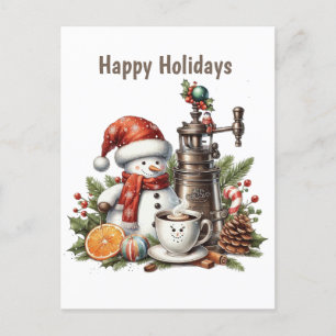 Postal Festiva Nieve de café de Happy Holidays