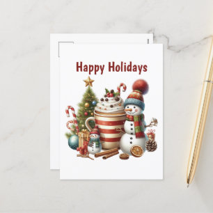 Postal Festiva Nieve de café de Happy Holidays