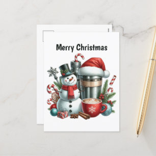 Postal Festiva Nieve de café de Happy Holidays