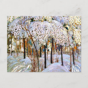 Postal Festiva Nieve en octubre, hermosa pintura,