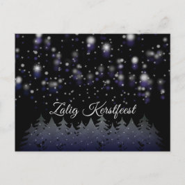 Postal Festiva Nieve estrellada de noche de Zalig Kerstfeest, Nav