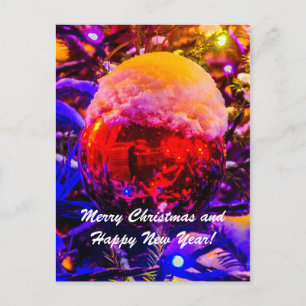 Postal Festiva Nieve roja de bolas para navidades