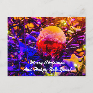 Postal Festiva Nieve roja de bolas para navidades
