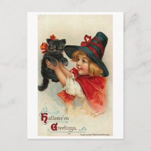 Postal Festiva Niña pequeña con sabor negro