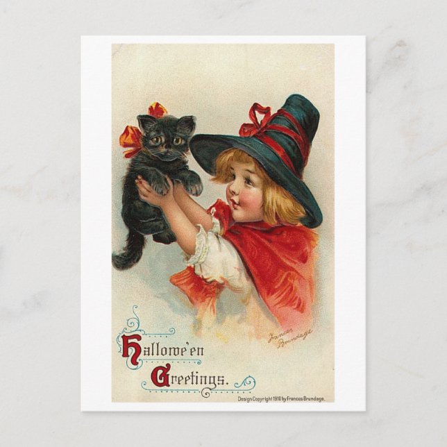Postal Festiva Niña pequeña con sabor negro (Anverso)