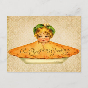 Postal Festiva Niña pequeña saliendo de Pie de Navidades