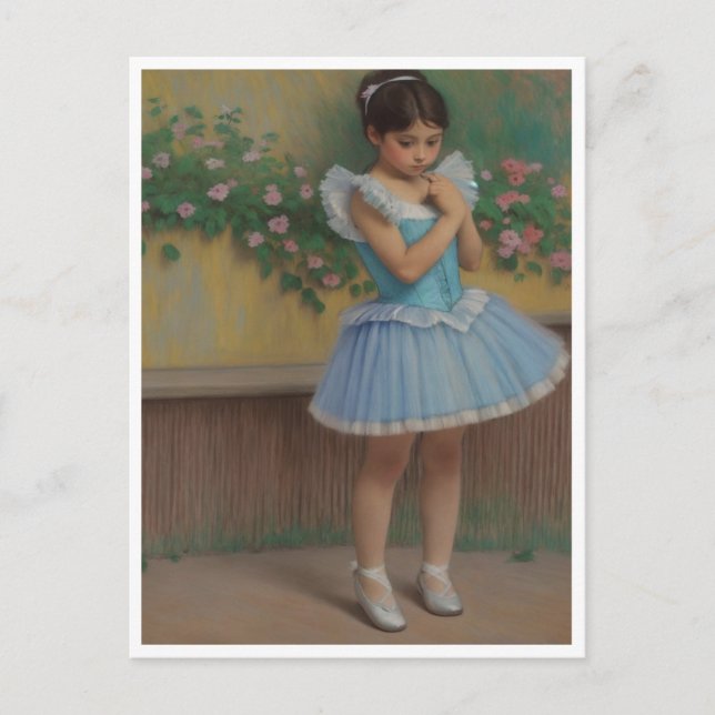 Postal Festiva Niña soniando que es un bailarina (Anverso)