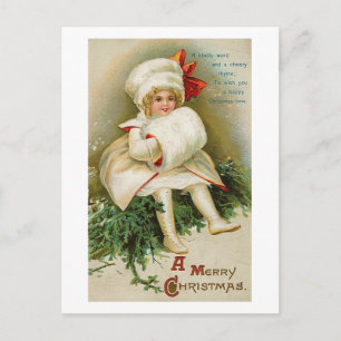 Postal Festiva Niño con muff