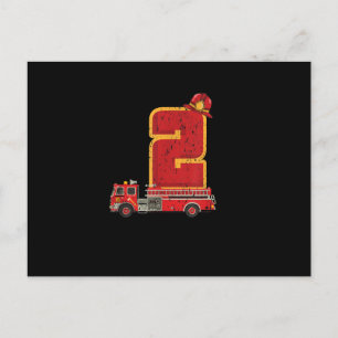Postal Festiva Niño de 2 años de edad regalo de bombero