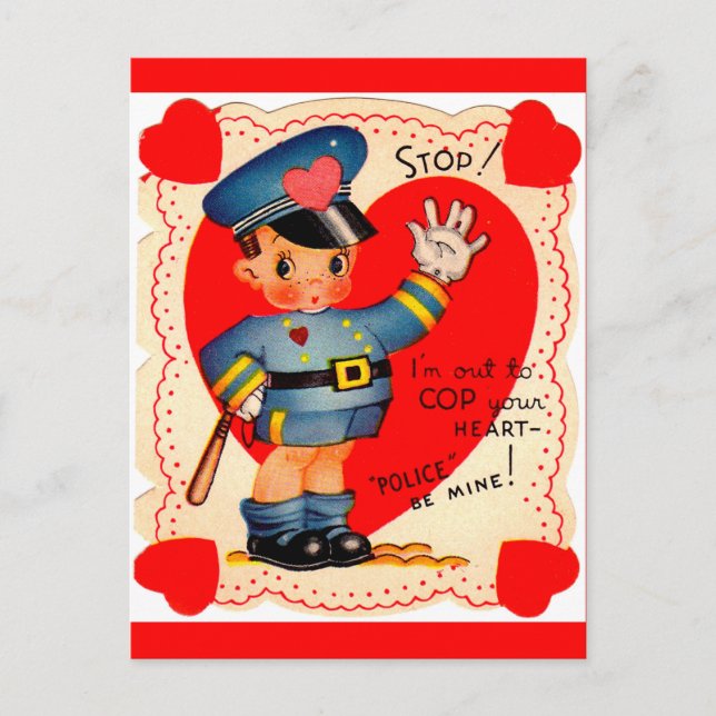 Postal Festiva Niño de la policía de los años 30 (Anverso)