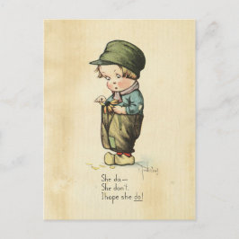 Postal Festiva Niño el día de San Valentín Ilustracion de época d