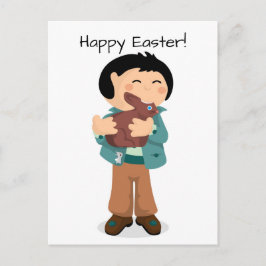 Postal Festiva Niño feliz de Pascua