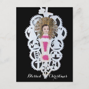 Postal Festiva Niño Jesús, Navidades antiguos tallando papel