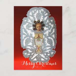 Postal Festiva Niño Jesús, Navidades antiguos tallando papel