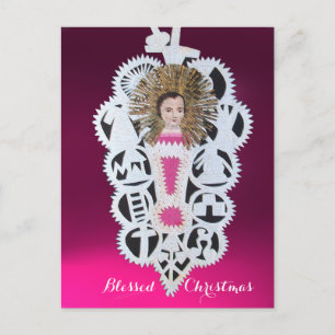 Postal Festiva Niño Jesús, Navidades antiguos tallando papel