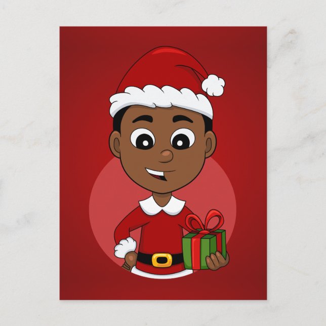 Postal Festiva Niño personalizado de Navidades afroamericanos (Anverso)