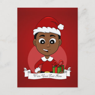 Postal Festiva Niño personalizado de Navidades afroamericanos