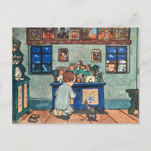 Postal Festiva Niño Rezando