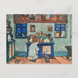 Postal Festiva Niño Rezando