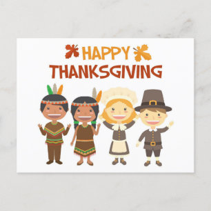 Postal Festiva Niños del Día de Acción de Gracias