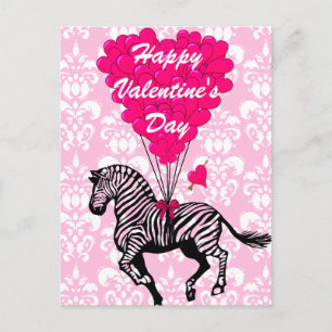 Postal Festiva Niños divertidos de cebra Valentines