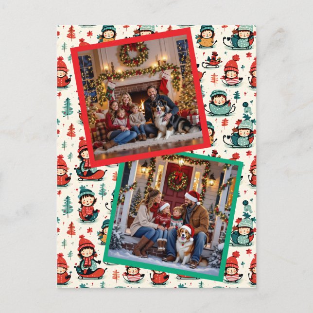 Postal Festiva Niños educados duermen a dos Navidades de fotos (Anverso)