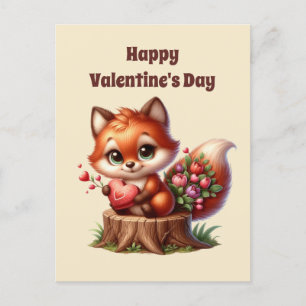 Postal Festiva Niños felices zorro del Día de San Valentín feliz