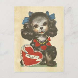 Postal Festiva Niños manchados animal retro lindo del perro del