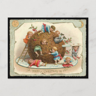 Postal Festiva Niños navidades en pudding gigante