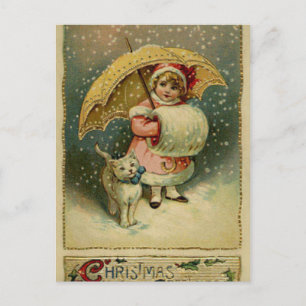 Postal Festiva Niños retro de la época victoriana y Navidades de