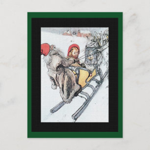 Postal Festiva Nisse y Kersti en Sleigh Ride