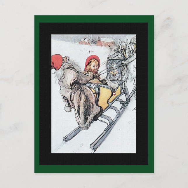 Postal Festiva Nisse y Kersti en Sleigh Ride (Anverso)