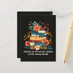 Postal Festiva No Hay Tal Cosa Como Demasiados Libros 