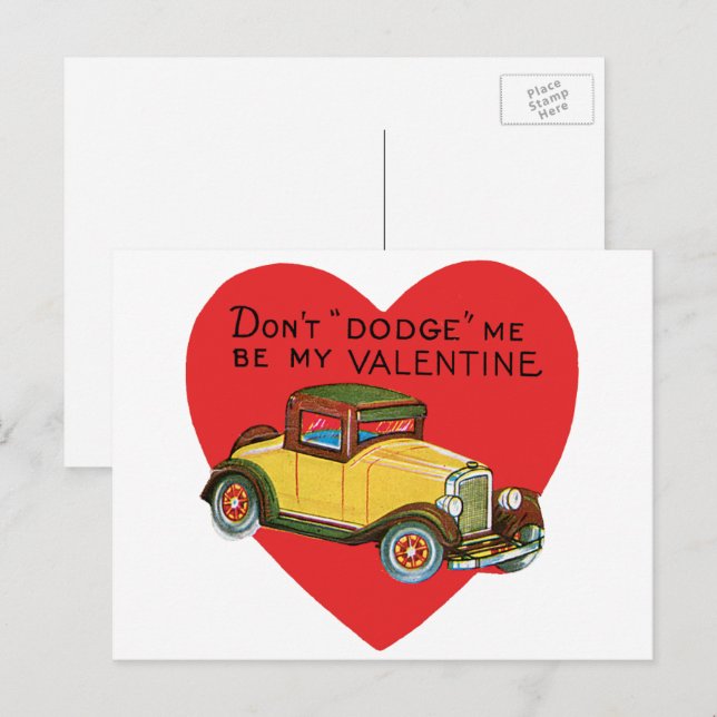 Postal Festiva ¡No me engañes, sé mi San Valentín! Retro Valentin (Anverso / Reverso)