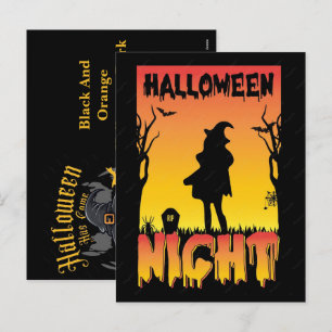Postal Festiva Noche de Brujas Negra y Naranja Fantasía Oscura 20