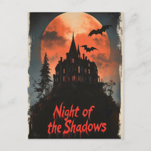 Postal Festiva Noche de las sombras - Diseño de casa retro embruj