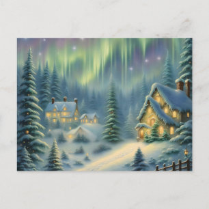 Postal Festiva Noche de Navidades mágicos en el bosque bajo las e