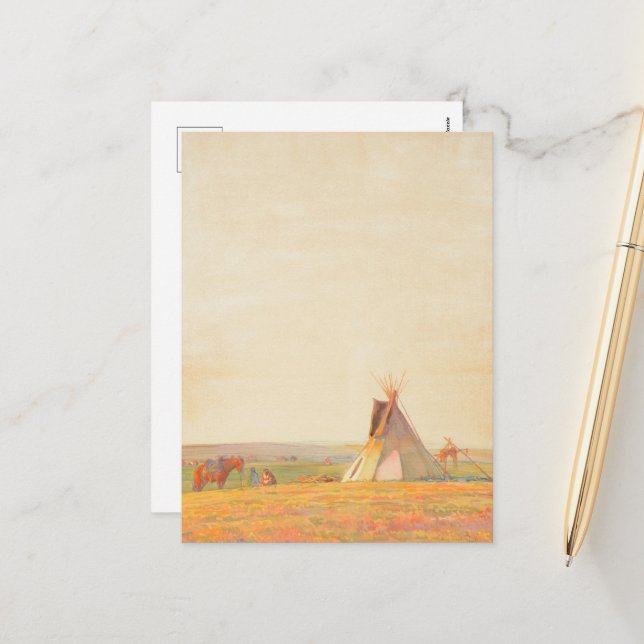 Postal Festiva Noche de pradera por Maynard Dixon (Anverso/Reverso In Situ)