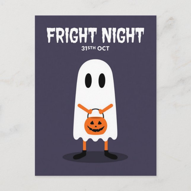 Postal Festiva Noche de Terror de Fantasma Lindo Halloween (Anverso)