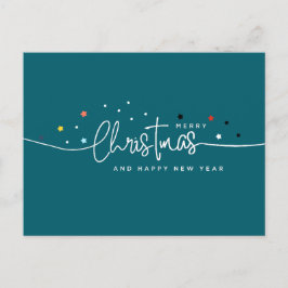 Postal Festiva Noche estelar moderna, tipografía Verde azulada