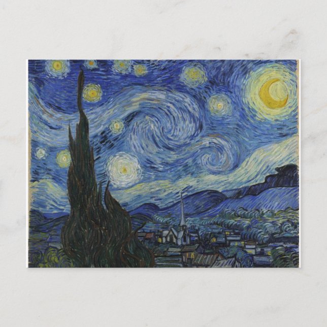 Postal Festiva Noche estrellada, pintura famosa de Van Gogh (Anverso)