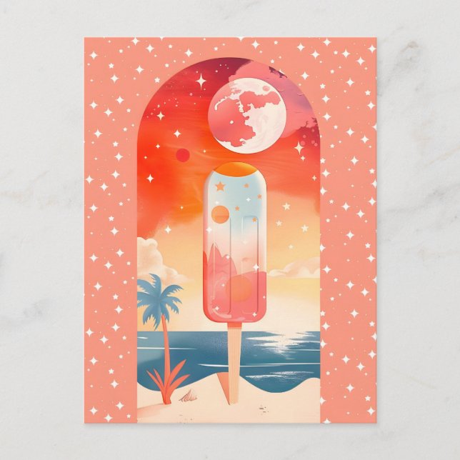 Postal Festiva Noche tropical de verano estrellada (Anverso)