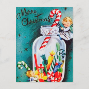 Postal Festiva Nochebuena retro vintage