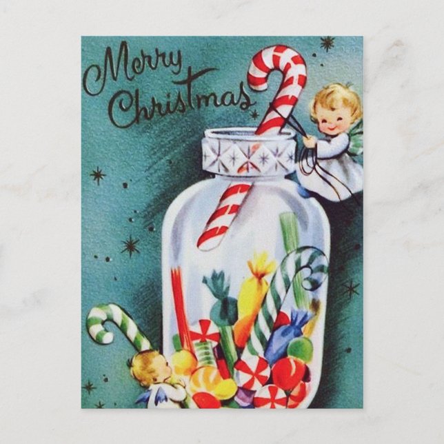Postal Festiva Nochebuena retro vintage (Anverso)