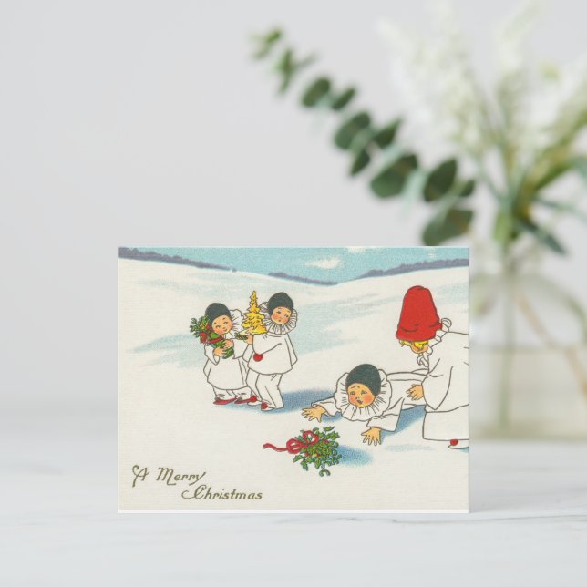 Postal Festiva Nochebuena vintage (Anverso de pie)