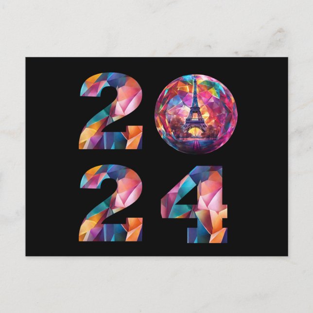 Postal Festiva Nochevieja 2024-París, Torre Eiffel-Francia (Anverso)