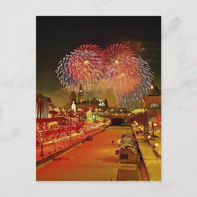 Postal Festiva Nochevieja, Ottawa, Ontario, Canadá (Anverso)